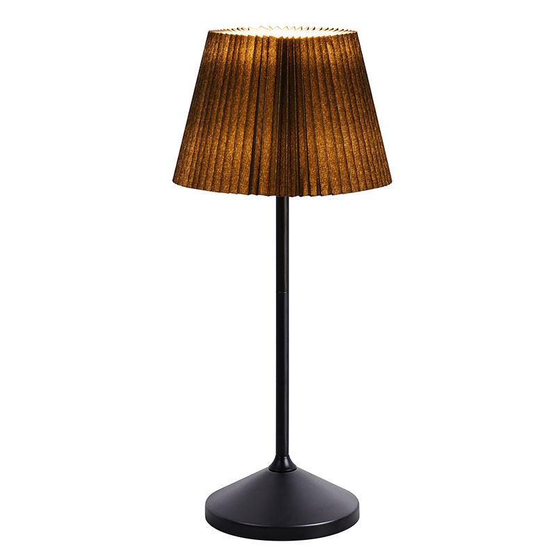 Musta Led-pöytävalaisin kangasvarjostimella