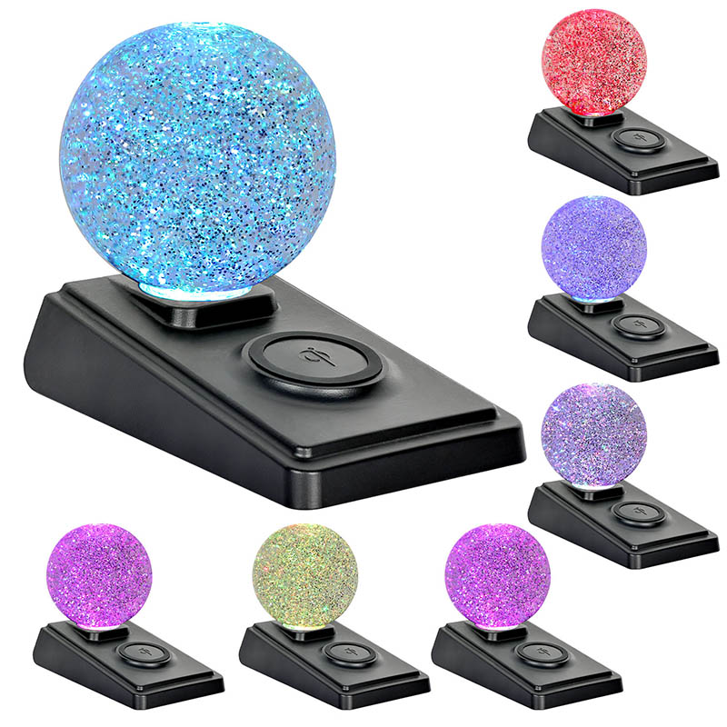 Väriä vaihtava nestemäinen glitter yövalo langattomalla laturilla
