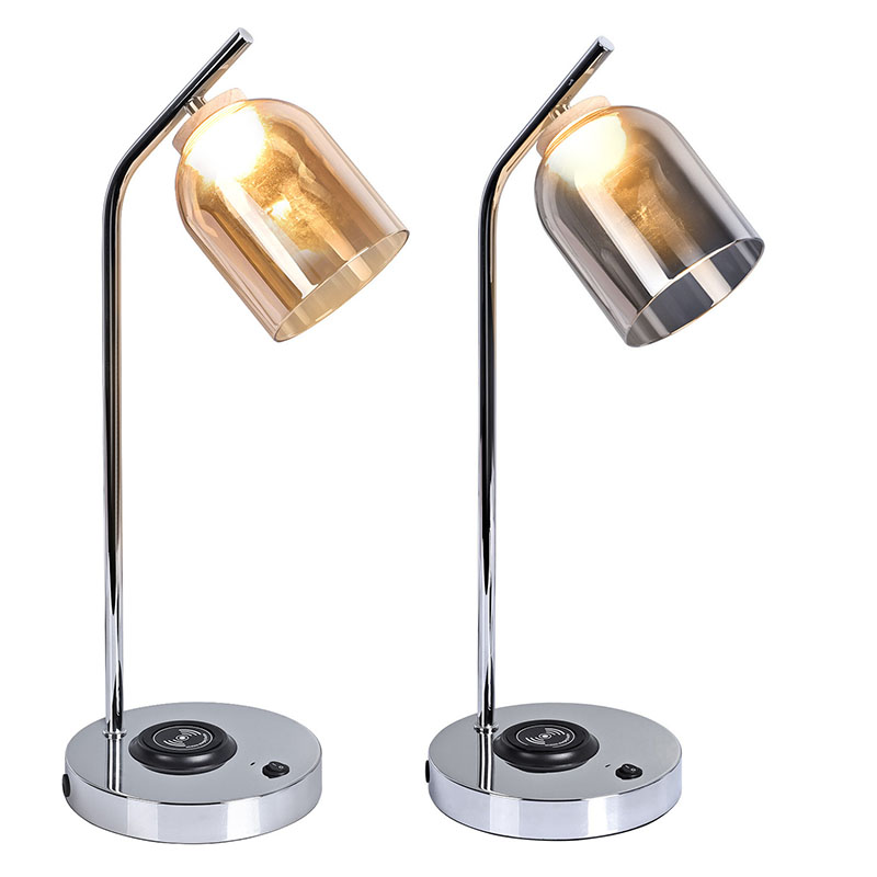 QI led-pöytävalaisin lasivarjostimella