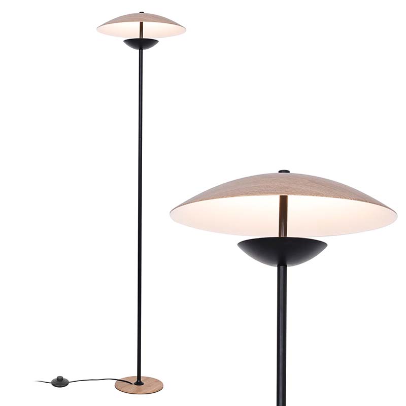 Perinteinen LED-lattiavalaisin puisella varjostimella