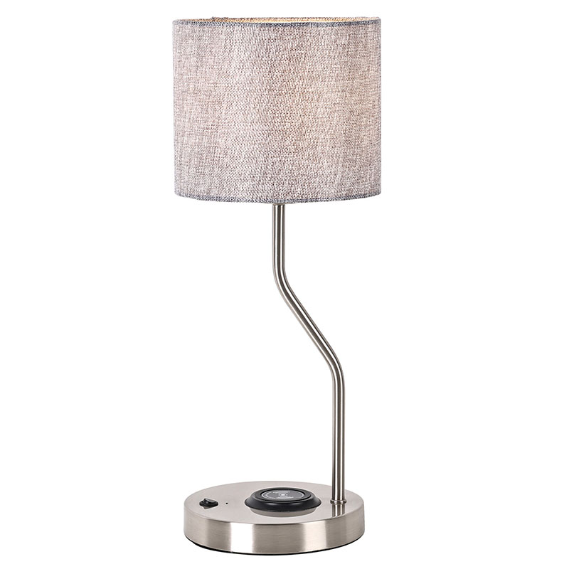 Langattoman puhelimen laturin pöytävalaisin kangasvarjostimella